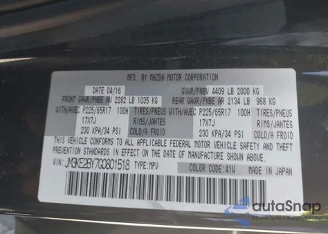2016 Mazda Cx-5 Sport from USA, damaged, VIN JM3KE2BY7G0801518